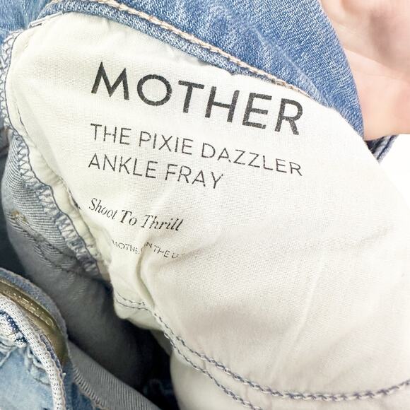 Mother Jeans Pixie Dazzler Ankle Fray Shoot to Thrill Straight Leg Jeans 28 - Picture 9 of 11